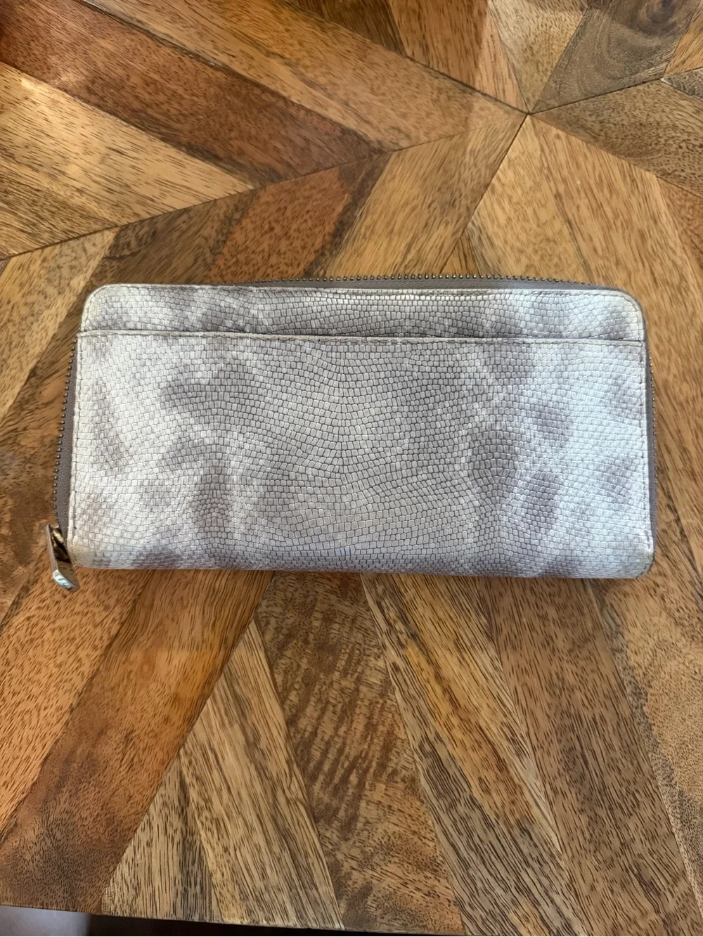 Coach Silver Grat Snake-Print Zip Wallet